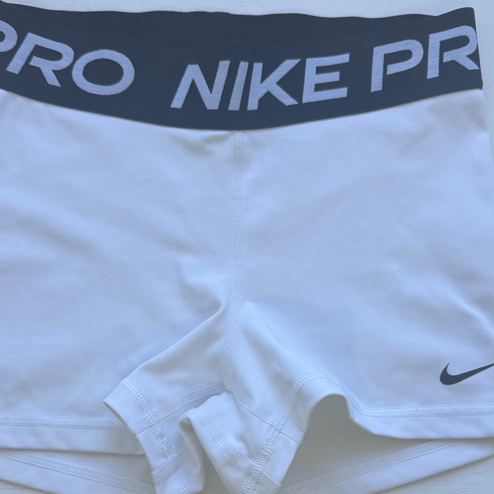 Nike White Compression Shorts with Black Waistband